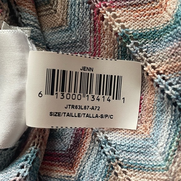 BCBGMaxAzria Jenn Chevron Multicolor Knit Midi Halter Dress Boho Dress Small - Picture 6 of 13